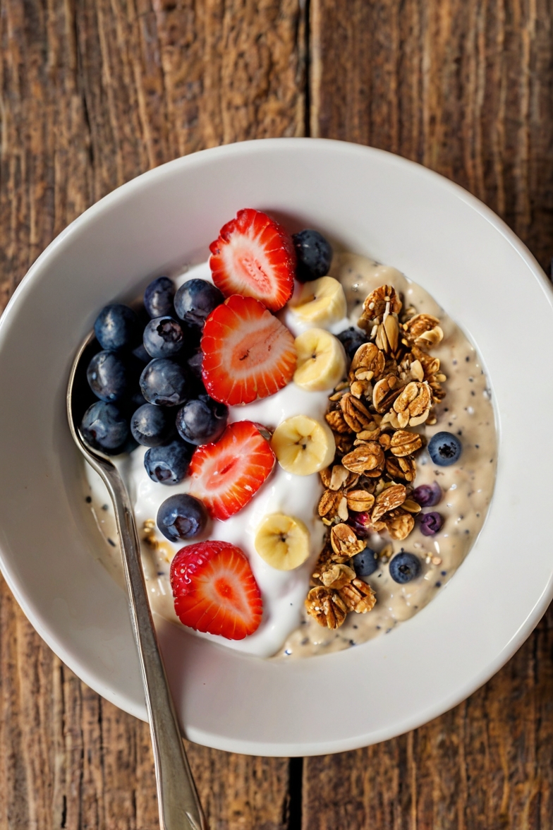 Greek Yogurt Bowl-Healthy Breakfast-Protein Breakfast-Quick Breakfast-Overnight Oats-Low Carb Breakfast-High Protein Meal-Breakfast Bowl Ideas-Fruit & Yogurt-Granola Topping-Meal Prep Breakfast-Easy Morning Meals-Gluten Free Breakfast-Sugar Free Breakfast-Clean Eating Breakfast